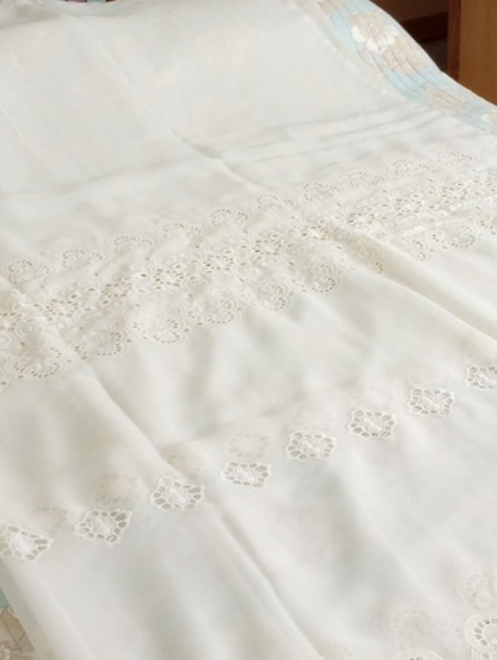 Ivory-White Lace Eyelet 167" Wide / 83" Long Sheer Curtain Panel - Picture 11 of 13
